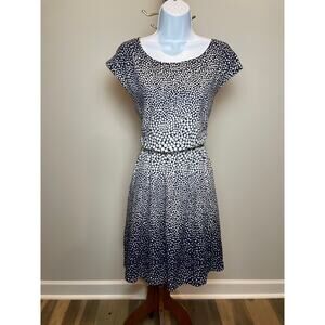 GAP Polka Dot Flare Dress Size M Navy White Sleeveless Elastic Waist Pockets